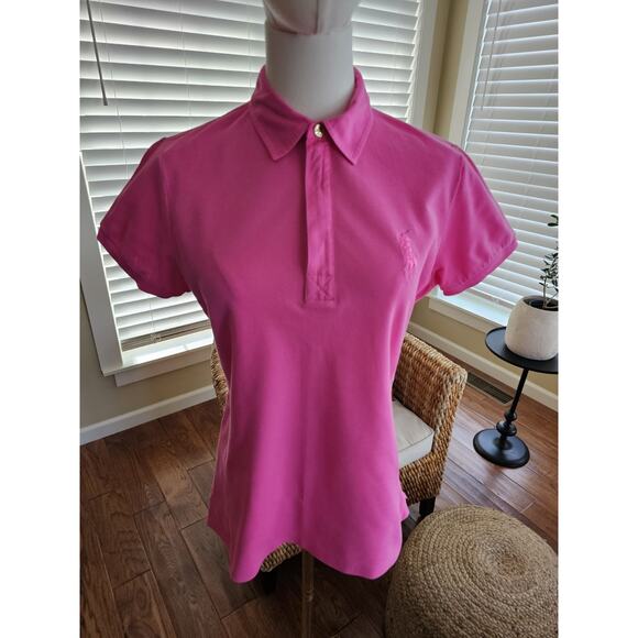 Ralph Lauren Golf Polo Women's Size M Logo Preppy Tailored Golf Fit Stretch - Picture 1 of 10